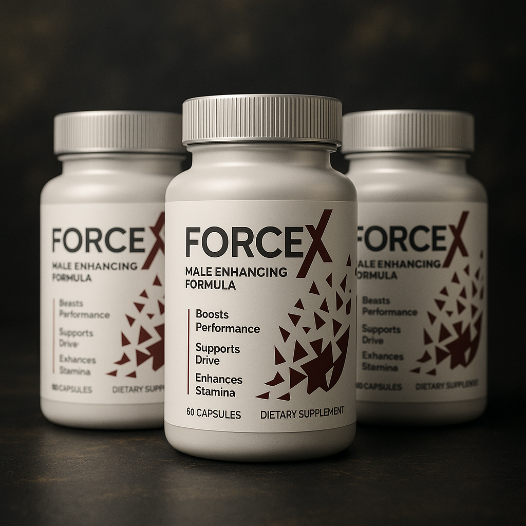 Force X ME "Three bottles of Force X ME male enhancement supplement displayed on a luxurious dark background, highlighting a promotional price of €39.98 for 3 bottles."